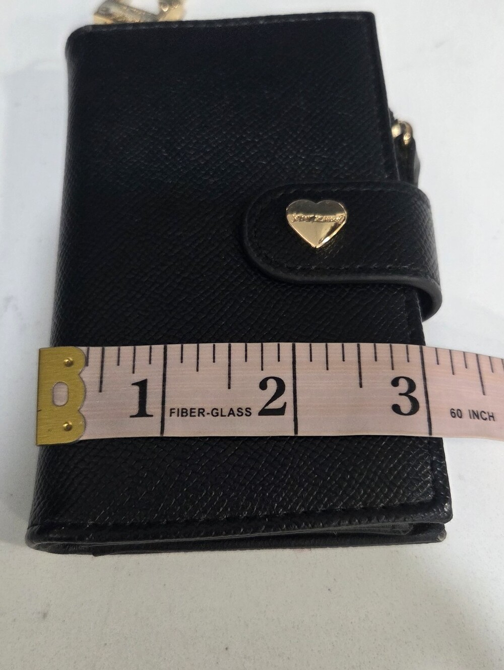 Betsey Johnson Card Holder Wallet Wristlet Keychain Faux Leather Black - Picture 10 of 14
